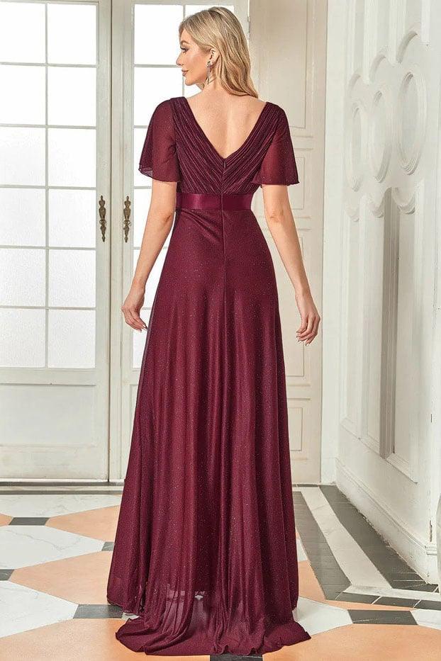 A-Line Sweep-Brush Train Glitter Bridesmaid Dress CB0671 - COCOMELODY