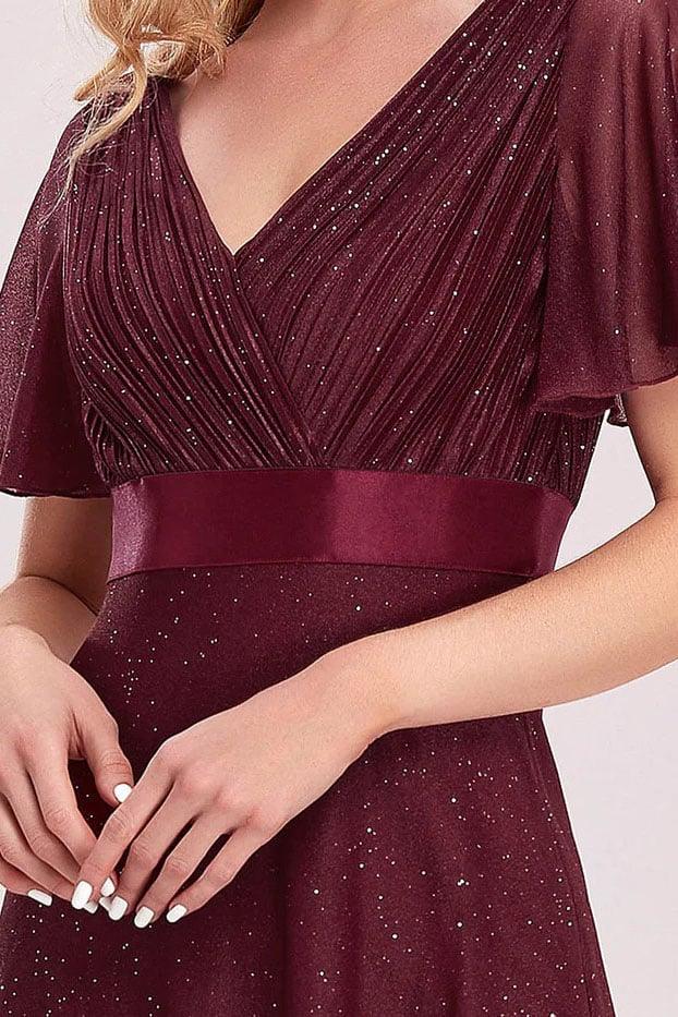 A-Line Sweep-Brush Train Glitter Bridesmaid Dress CB0671 - COCOMELODY