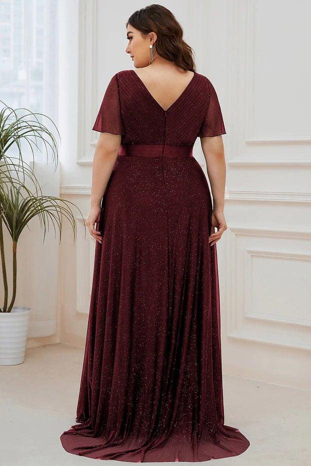 A-Line Sweep-Brush Train Glitter Bridesmaid Dress CB0671 - COCOMELODY