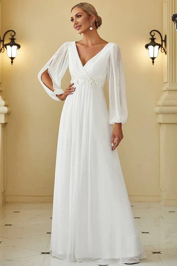 A-Line Floor Length Chiffon Bridesmaid Dress CB0672 - COCOMELODY