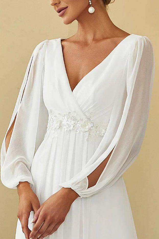 A-Line Floor Length Chiffon Bridesmaid Dress CB0672 - COCOMELODY