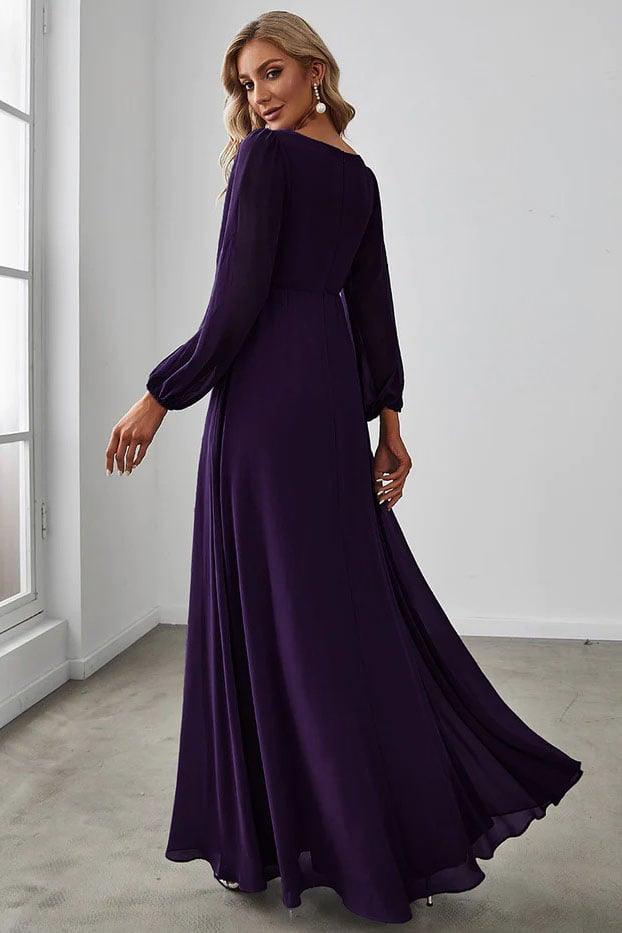 A-Line Floor Length Chiffon Bridesmaid Dress CB0672 - COCOMELODY