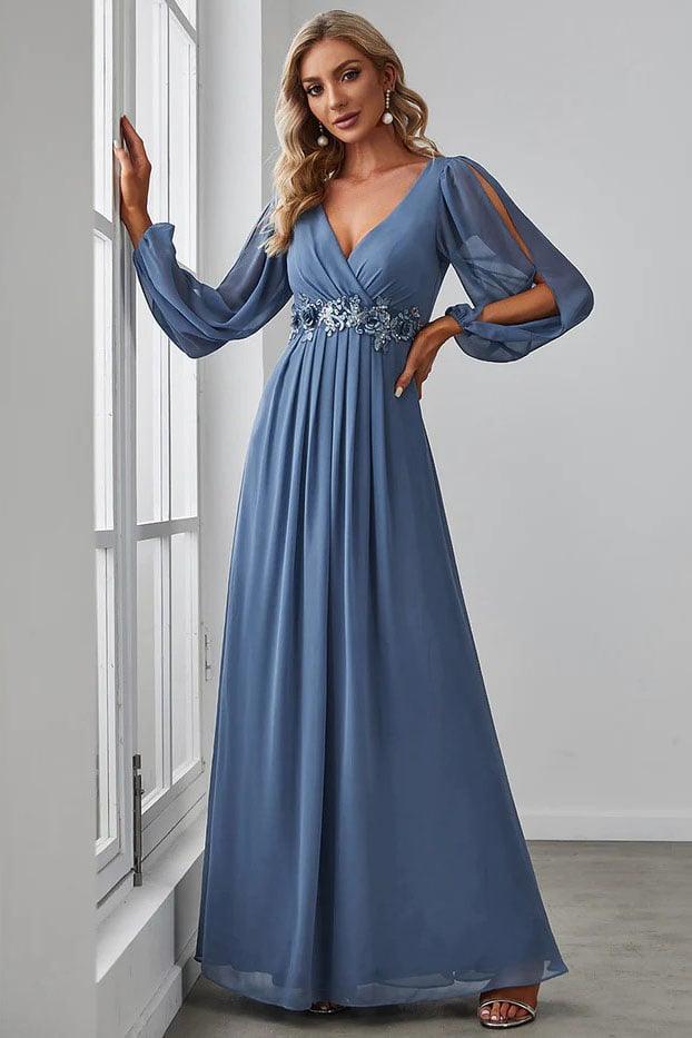 A-Line Floor Length Chiffon Bridesmaid Dress CB0672 - COCOMELODY