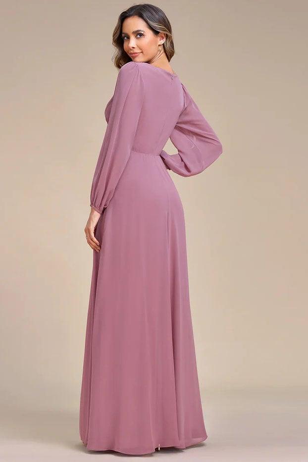 A-Line Floor Length Chiffon Bridesmaid Dress CB0672 - COCOMELODY