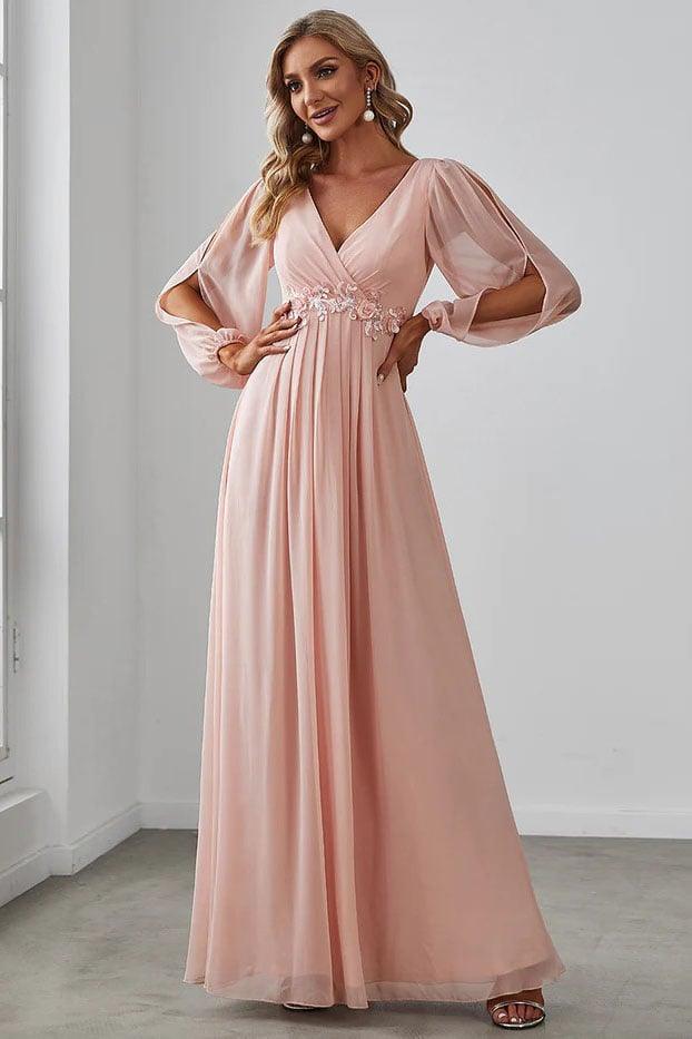 A-Line Floor Length Chiffon Bridesmaid Dress CB0672 - COCOMELODY