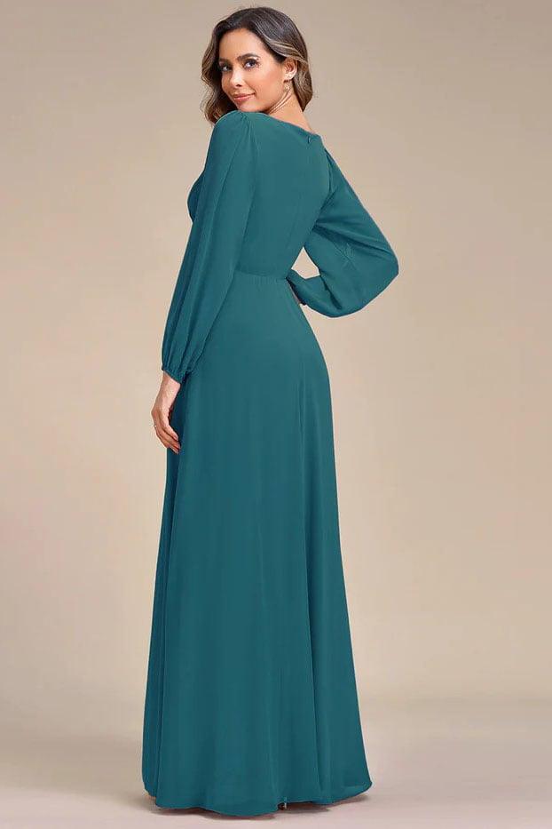A-Line Floor Length Chiffon Bridesmaid Dress CB0672 - COCOMELODY