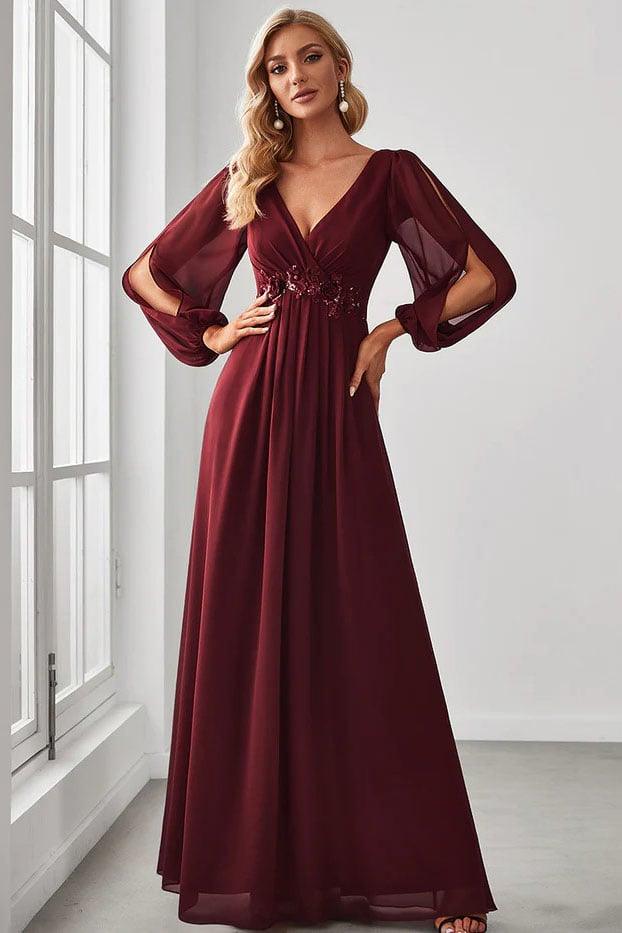 A-Line Floor Length Chiffon Bridesmaid Dress CB0672 - COCOMELODY