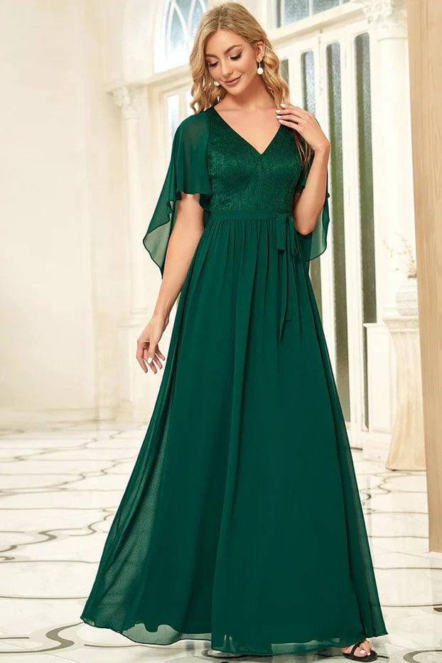 A-Line Floor Length Chiffon Bridesmaid Dress CB0673 - COCOMELODY