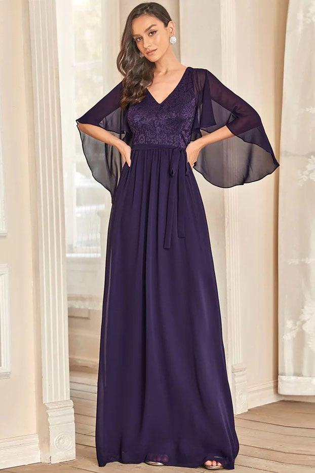 A-Line Floor Length Chiffon Bridesmaid Dress CB0673 - COCOMELODY