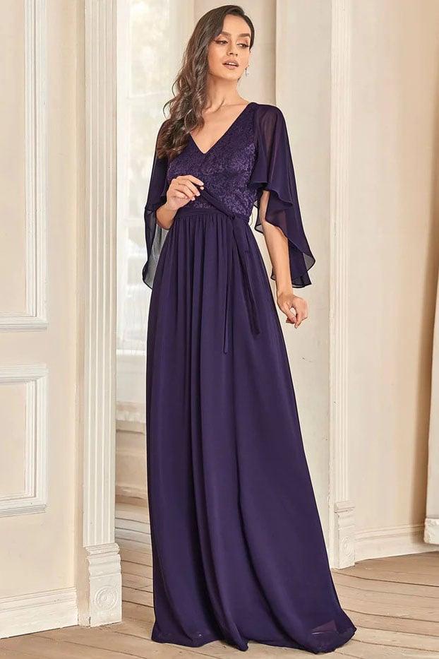 A-Line Floor Length Chiffon Bridesmaid Dress CB0673 - COCOMELODY