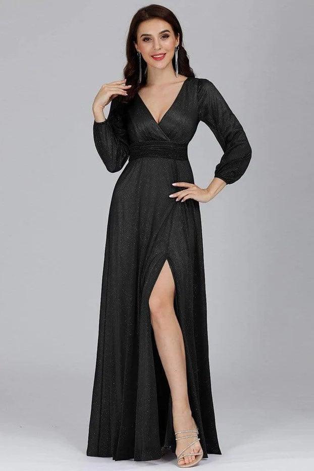 A-Line Floor Length Glitter Bridesmaid Dress CB0675 - COCOMELODY