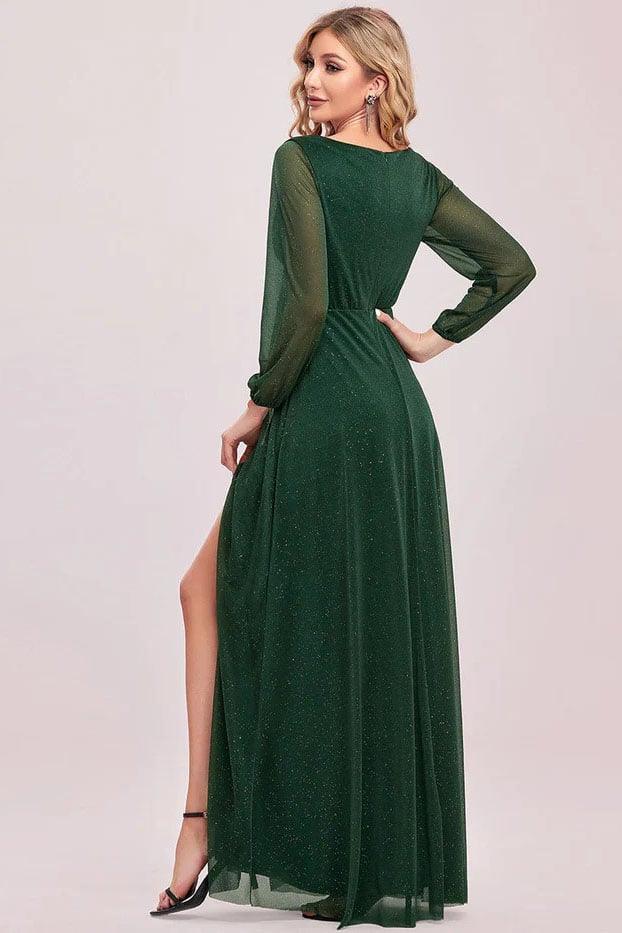 A-Line Floor Length Glitter Bridesmaid Dress CB0675 - COCOMELODY