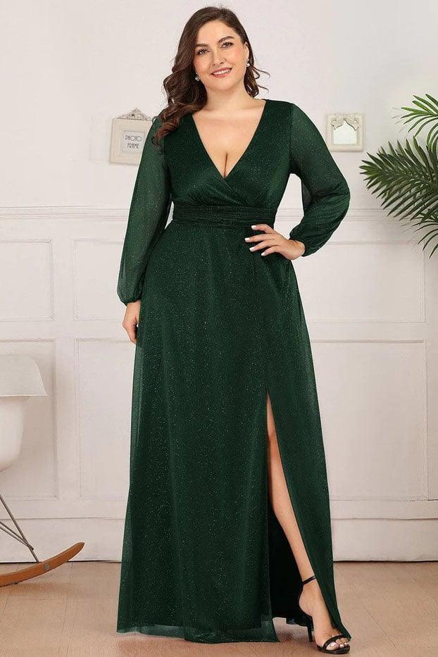 A-Line Floor Length Glitter Bridesmaid Dress CB0675 - COCOMELODY