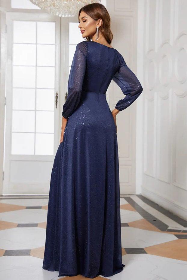 A-Line Floor Length Glitter Bridesmaid Dress CB0675 - COCOMELODY
