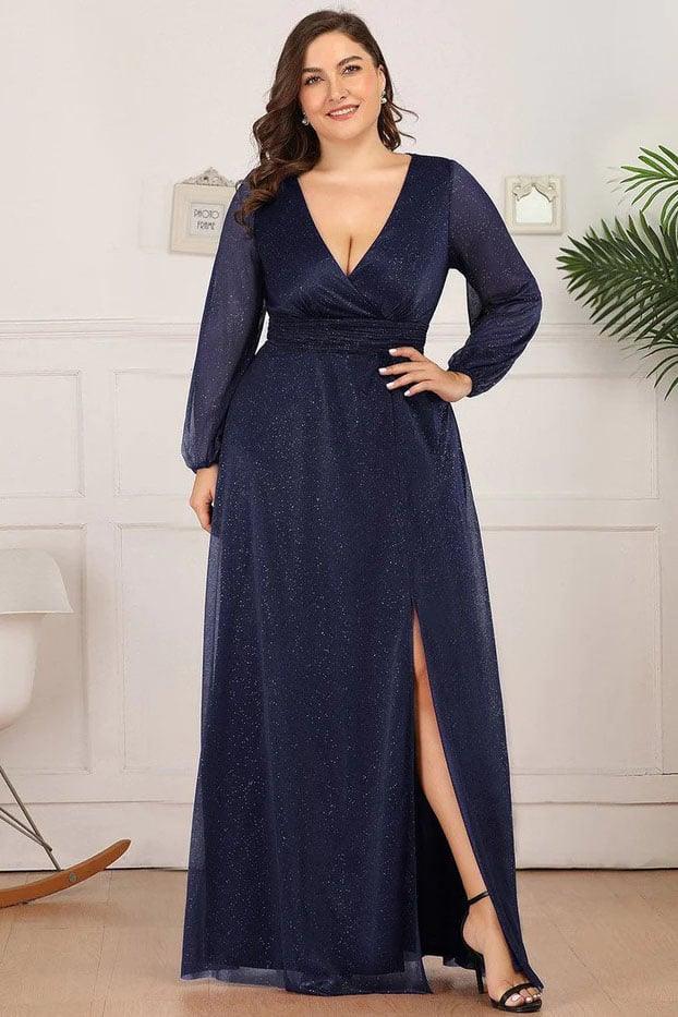 A-Line Floor Length Glitter Bridesmaid Dress CB0675 - COCOMELODY