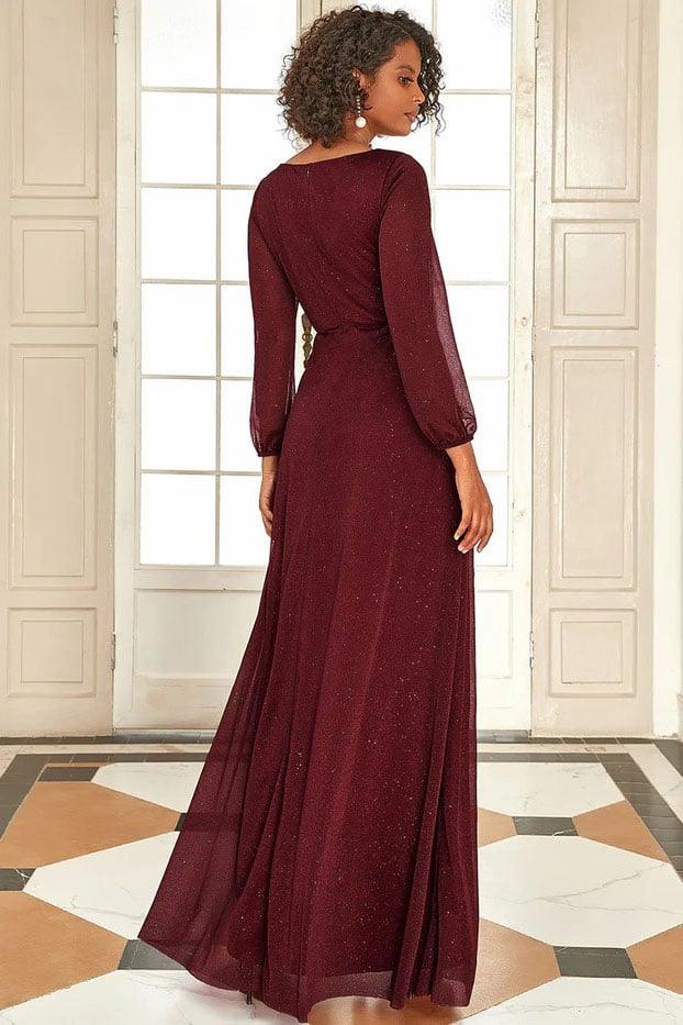 A-Line Floor Length Glitter Bridesmaid Dress CB0675 - COCOMELODY