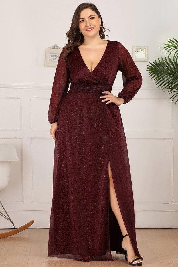 A-Line Floor Length Glitter Bridesmaid Dress CB0675 - COCOMELODY