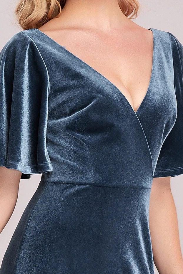 A-Line Floor Length Velvet Bridesmaid Dress CB0676 - COCOMELODY