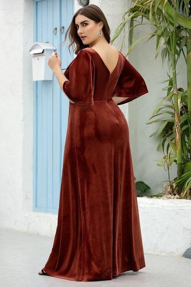 A-Line Floor Length Velvet Bridesmaid Dress CB0676 - COCOMELODY