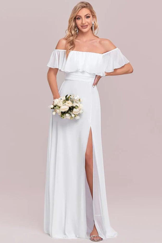 A-Line Floor Length Chiffon Bridesmaid Dress CB0677 - COCOMELODY