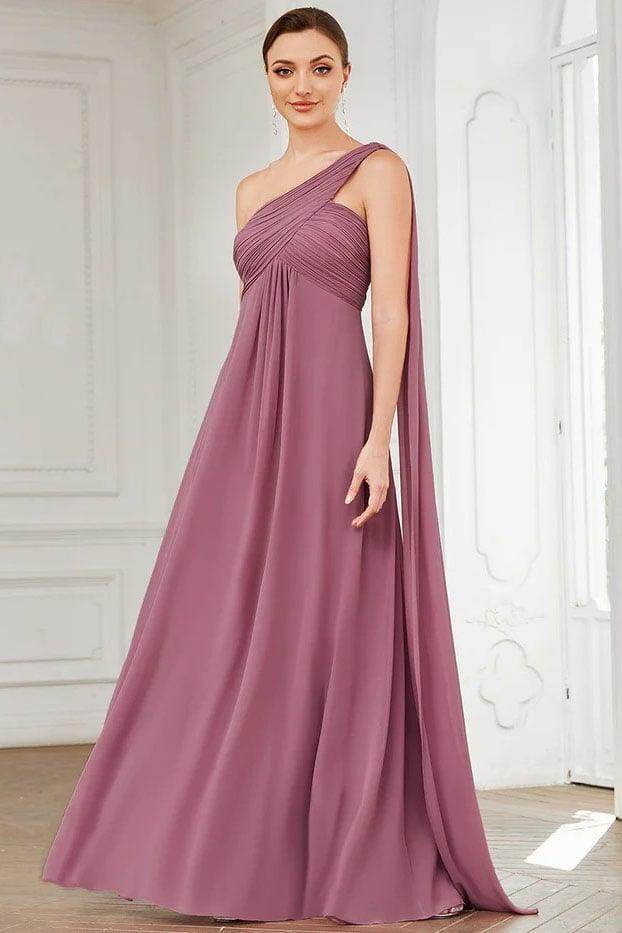 A-Line Floor Length Chiffon Bridesmaid Dress CB0681 - COCOMELODY