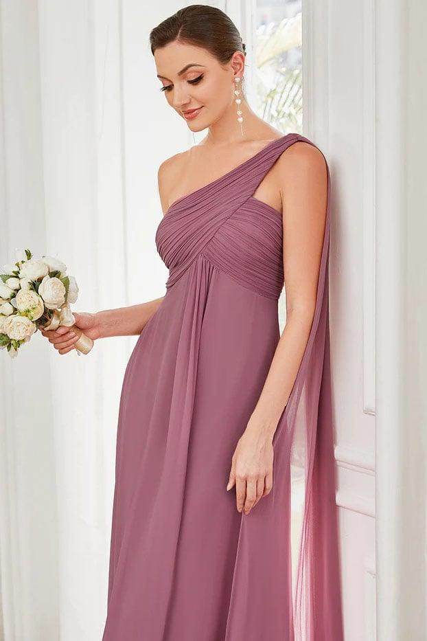 A-Line Floor Length Chiffon Bridesmaid Dress CB0681 - COCOMELODY