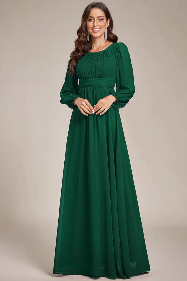 A-Line Floor Length Chiffon Bridesmaid Dress CB0686 - COCOMELODY