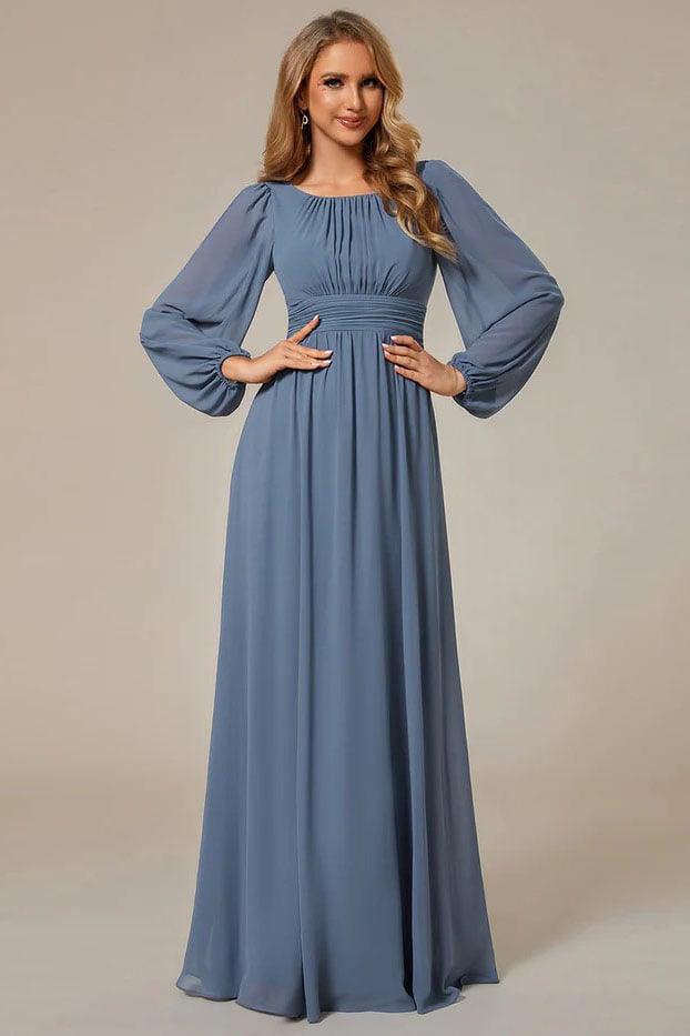 A-Line Floor Length Chiffon Bridesmaid Dress CB0686 - COCOMELODY