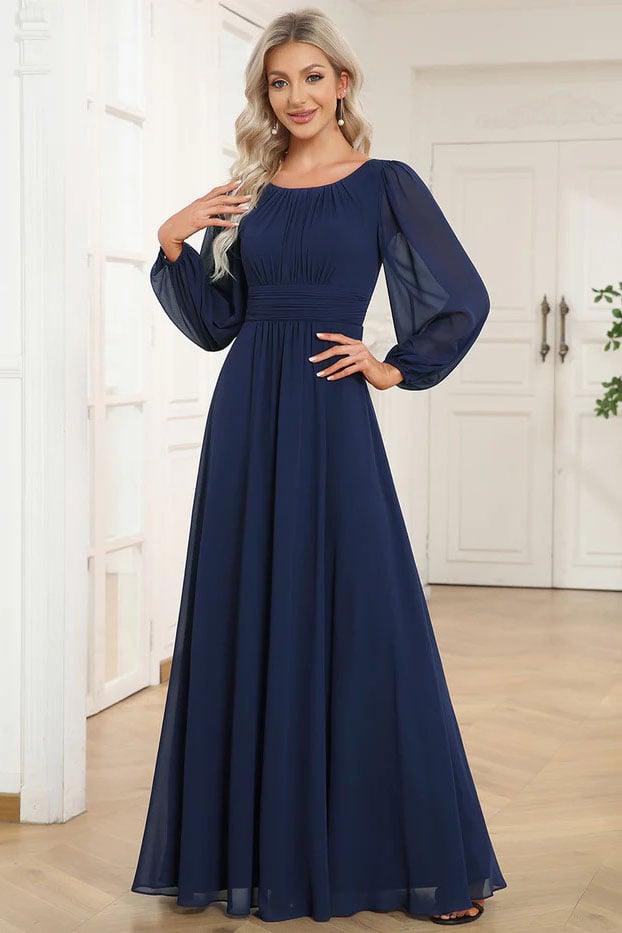 A-Line Floor Length Chiffon Bridesmaid Dress CB0686 - COCOMELODY