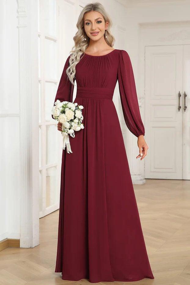 A-Line Floor Length Chiffon Bridesmaid Dress CB0686 - COCOMELODY