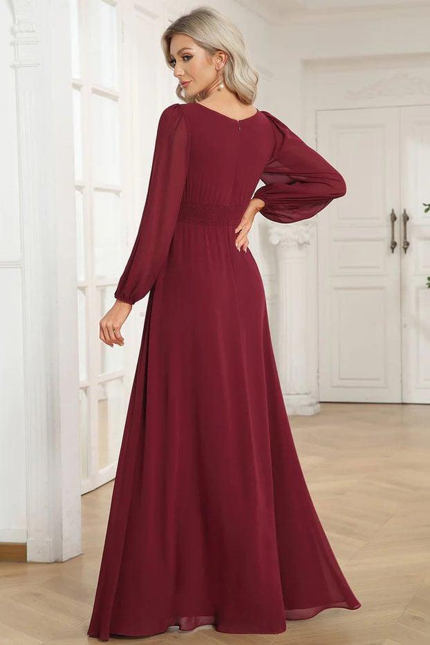 A-Line Floor Length Chiffon Bridesmaid Dress CB0686 - COCOMELODY