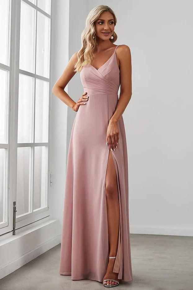 A-Line Floor Length Chiffon Bridesmaid Dress CB0687 - COCOMELODY