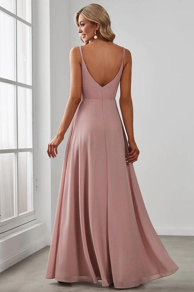 A-Line Floor Length Chiffon Bridesmaid Dress CB0687 - COCOMELODY