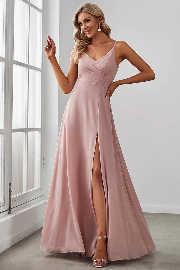 A-Line Floor Length Chiffon Bridesmaid Dress CB0687 - COCOMELODY