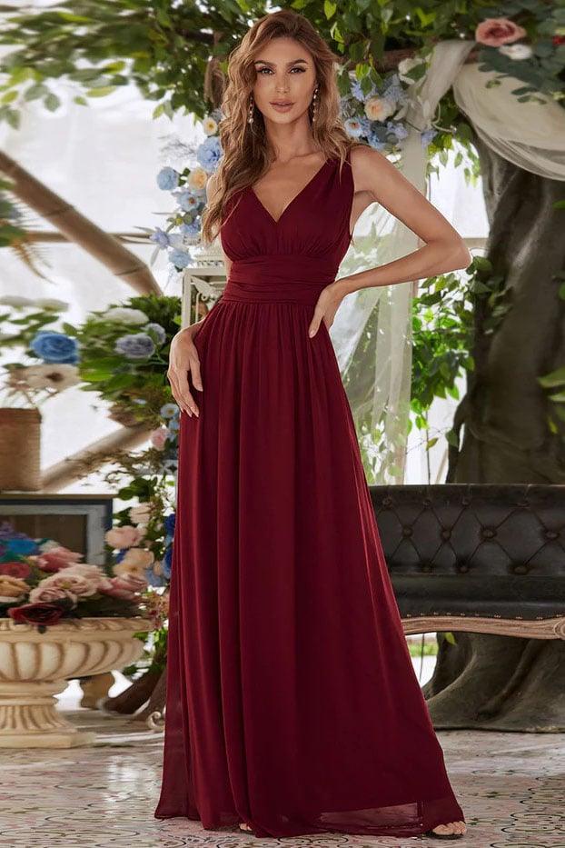 A-Line Floor Length Chiffon Bridesmaid Dress CB0697 - COCOMELODY