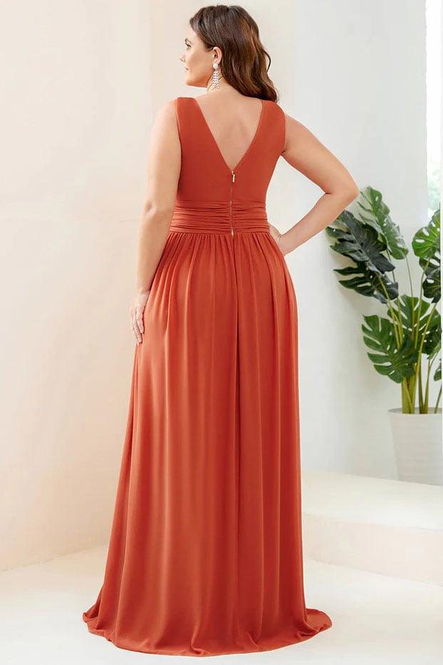 A-Line Floor Length Chiffon Bridesmaid Dress CB0697 - COCOMELODY