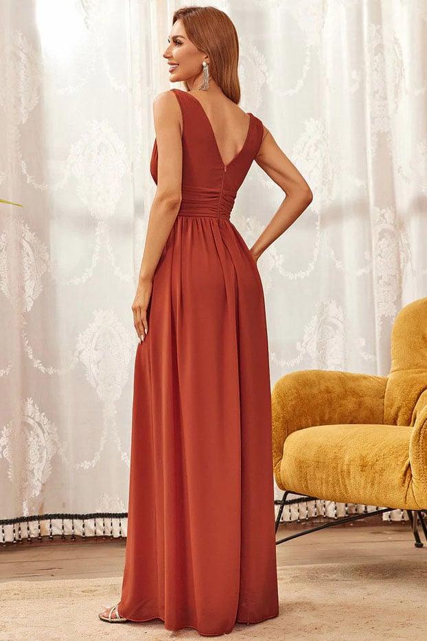 A-Line Floor Length Chiffon Bridesmaid Dress CB0697 - COCOMELODY
