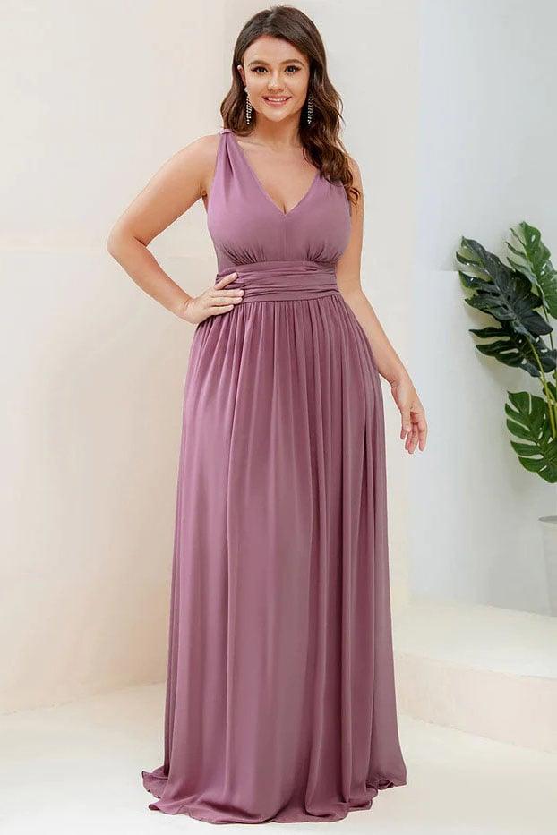 A-Line Floor Length Chiffon Bridesmaid Dress CB0697 - COCOMELODY