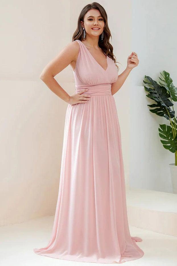 A-Line Floor Length Chiffon Bridesmaid Dress CB0697 - COCOMELODY