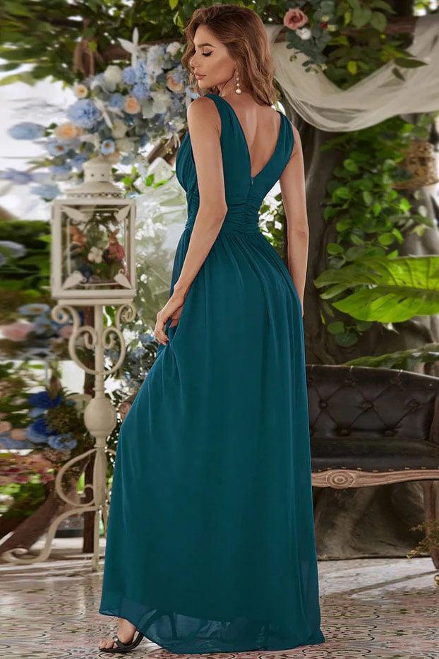 A-Line Floor Length Chiffon Bridesmaid Dress CB0697 - COCOMELODY