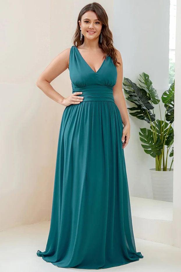 A-Line Floor Length Chiffon Bridesmaid Dress CB0697 - COCOMELODY