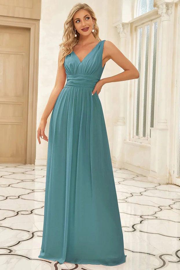 A-Line Floor Length Chiffon Bridesmaid Dress CB0697 - COCOMELODY