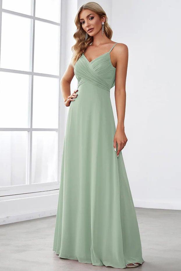 A-Line Floor Length Chiffon Bridesmaid Dress CB0700 - COCOMELODY