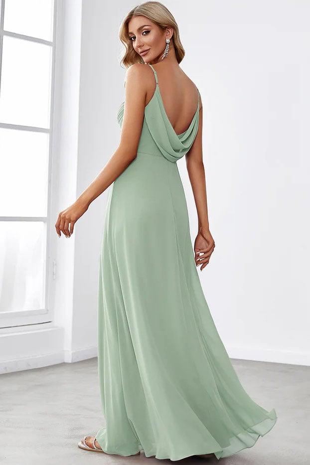 A-Line Floor Length Chiffon Bridesmaid Dress CB0700 - COCOMELODY