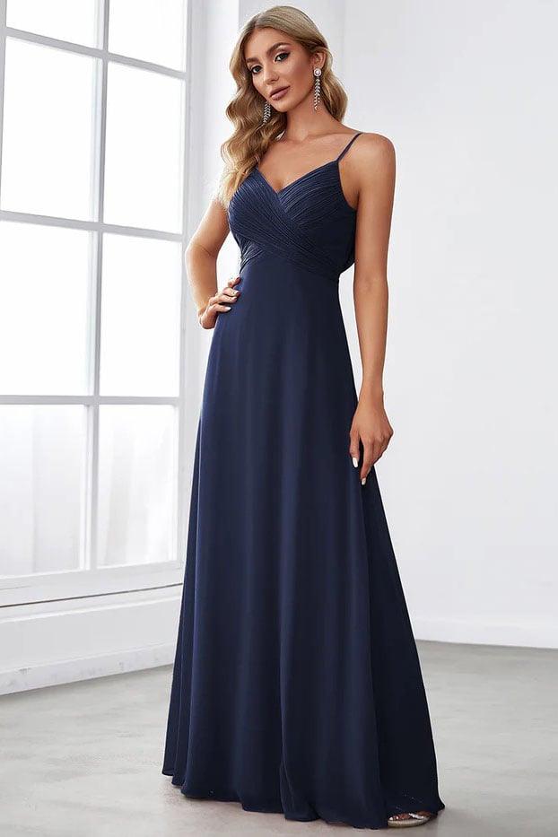 A-Line Floor Length Chiffon Bridesmaid Dress CB0700 - COCOMELODY