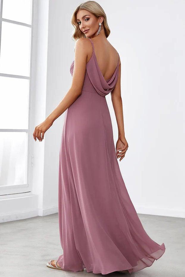 A-Line Floor Length Chiffon Bridesmaid Dress CB0700 - COCOMELODY