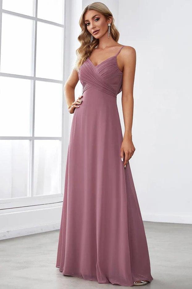 A-Line Floor Length Chiffon Bridesmaid Dress CB0700 - COCOMELODY