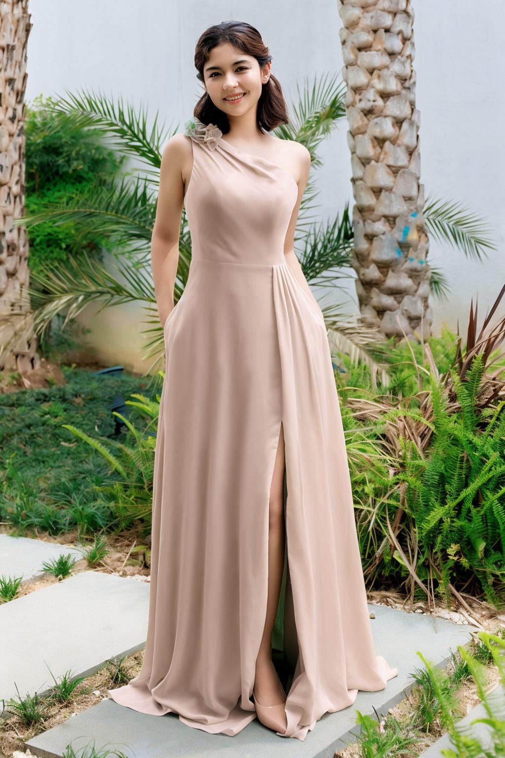 A-Line Floor Length Chiffon Bridesmaid Dress CB0707 - COCOMELODY