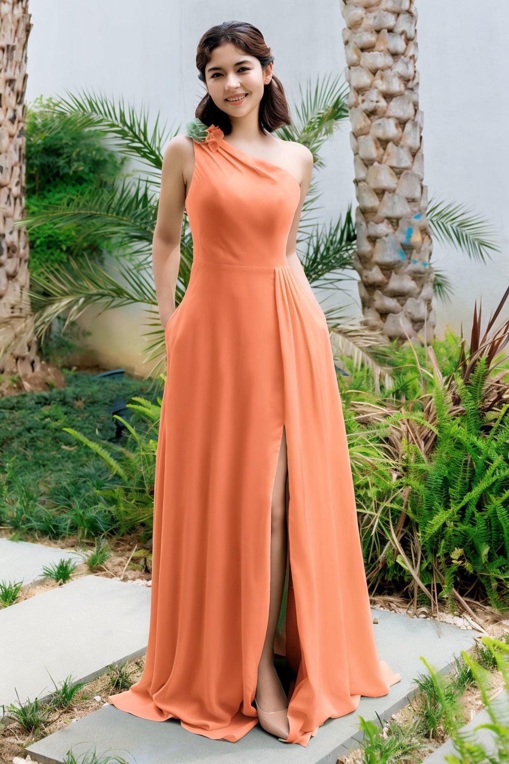 A-Line Floor Length Chiffon Bridesmaid Dress CB0707 - COCOMELODY