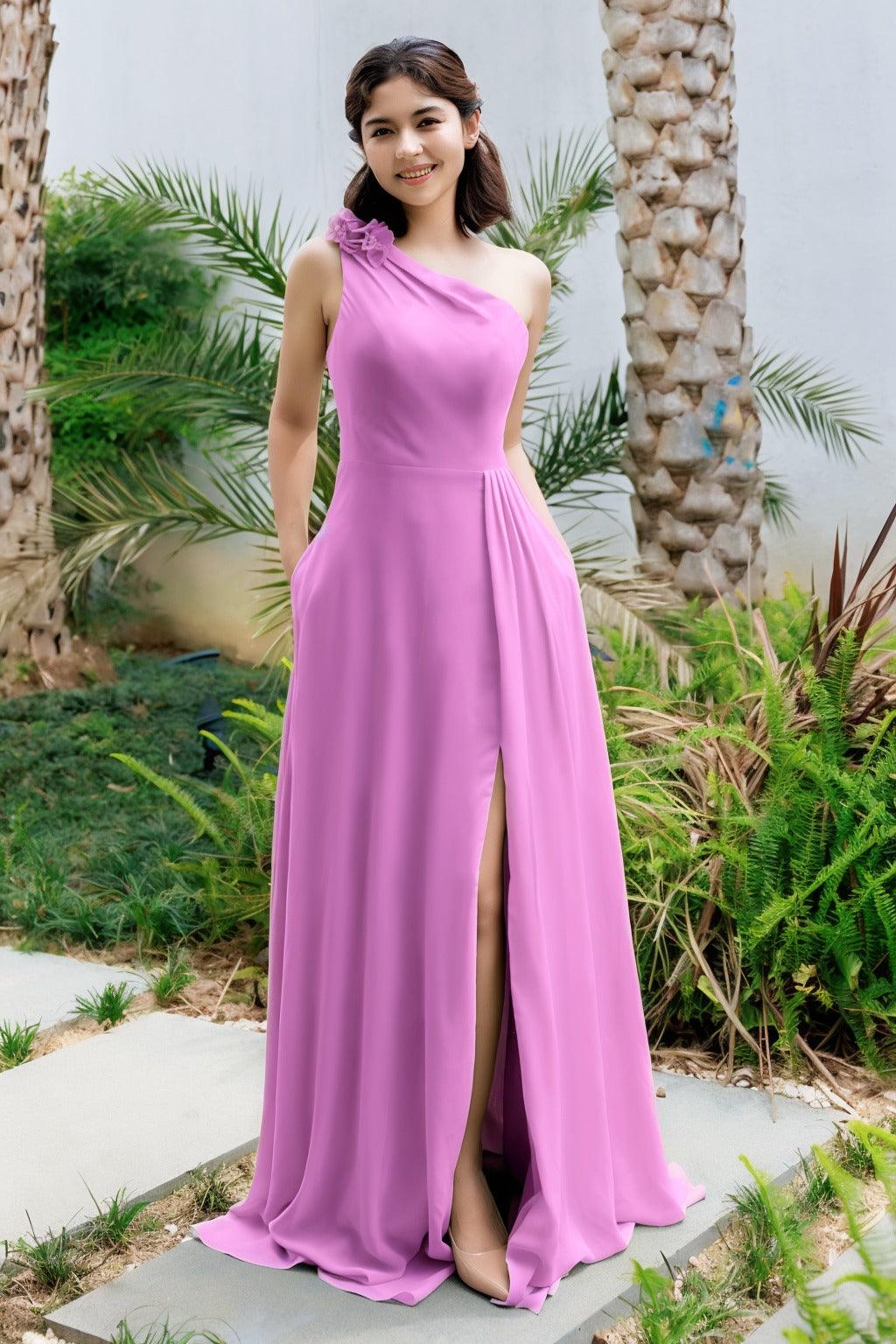 A-Line Floor Length Chiffon Bridesmaid Dress CB0707 - COCOMELODY
